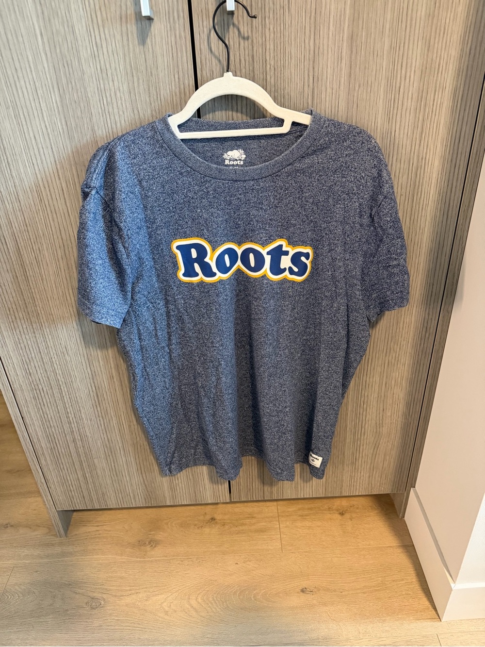 Roots Canada Blue Heather Short Sleeve Logo Tee